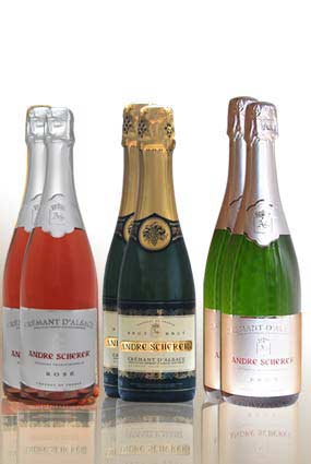 Coffret de dégustation de Crémant Brut d'Alsace à prix discount - 6 bouteilles : 2 Crémant d'Alsace Brut, 2 Crémant Rosé et 2 Crémant Tête De Cuvée