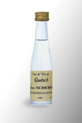 Mignonnette d'eau de vie de quetsch 43° - Achat en ligne de petite bouteille d'alcool de Quetsch - André Scherer en Alsace