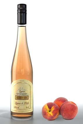 Vente de liqueur de pêche - Achat de bouteille de liqueurs de fruit André Scherer - Alsace