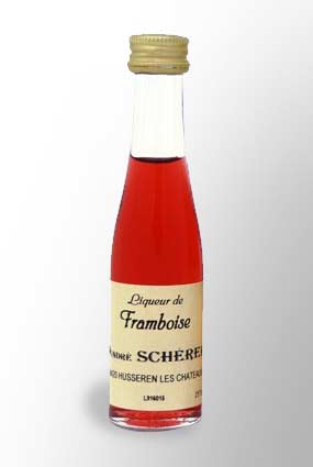 Mignonnette de liqueur de Framboise 25° - Acheter votre petite bouteille de liqueur de framboise - André Scherer en Alsace