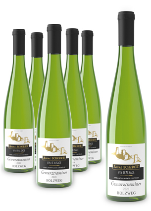 Vente de vin Gewurztraminer 2020 Holzweg (les 6 Bouteilles) - Achat de bouteille de vin blanc d'Alsace aoc                        