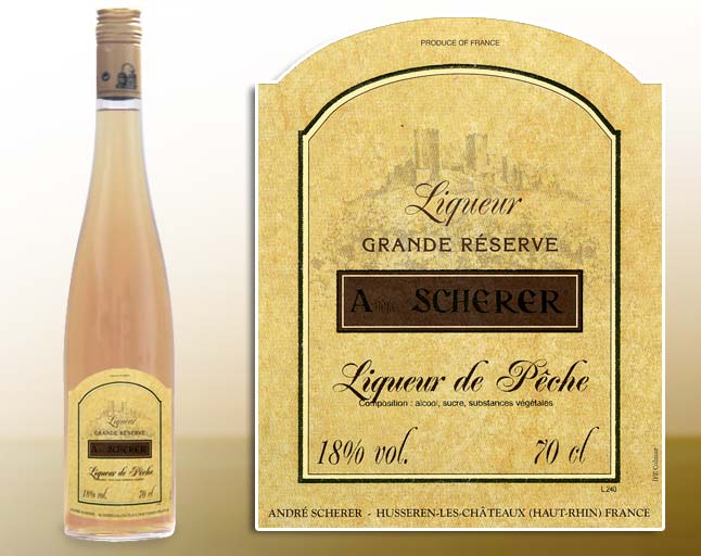 Liqueur de pêche André Scherer Alsace Bouteille de Liqueur de fruit