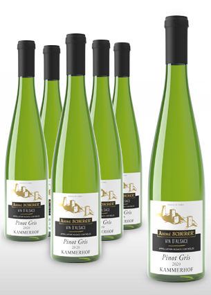 Promotion ! Vente de vin Pinot Gris 2022 Kammerhof par carton de 6 bouteilles - Achat de bouteille de vin d'Alsace aoc