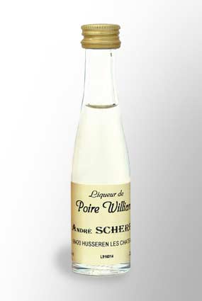 Mignonnette de liqueur de poire williams 25° - Vente de petite bouteille de Poire William - André Scherer en Alsace