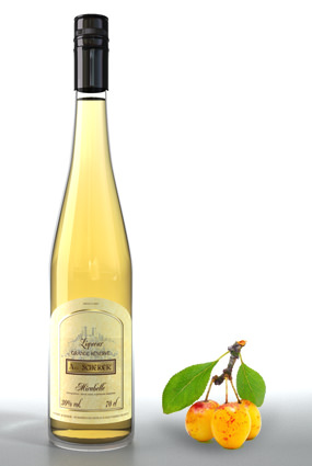 Vente de liqueur de mirabelle 25° - Achat de bouteille de liqueurs de fruit André Scherer - Alsace