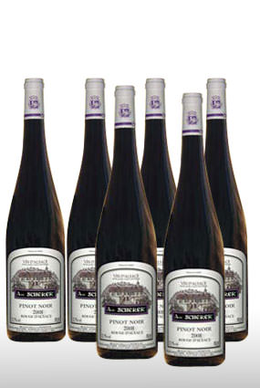 Vente de vin Pinot Noir 2008 Rouge D'Alsace par carton de 6 Bouteilles - Achat de bouteille de vin rouge d'Alsace aoc