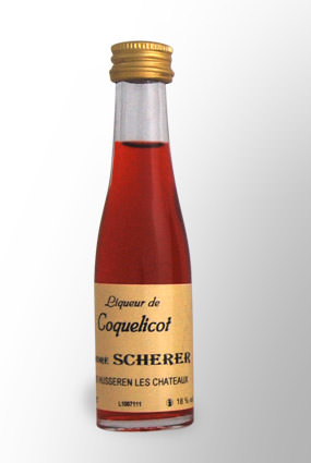 Mignonnette de liqueur de Coquelicot 18° - Vente de petite bouteille de coquelicot - André Scherer en Alsace