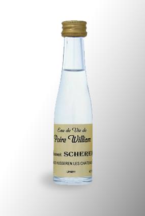 Mignonnette d'alcool de poire williams 43° - Vente de petite bouteille d'eau de vie de Poire William - André Scherer en Alsace